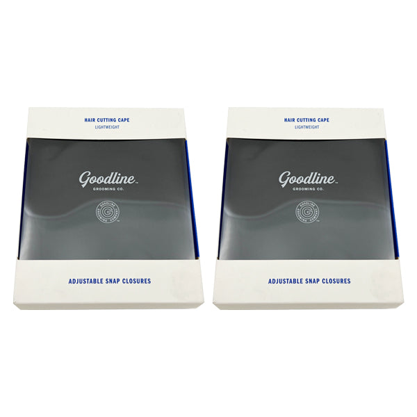 Two boxed Goodline 2 Pack Hair Cutting Capes with snap button closures and a lightweight design displayed side by side.
